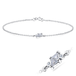 Lovely CZ Crystal Silver Bracelet BRS-1099